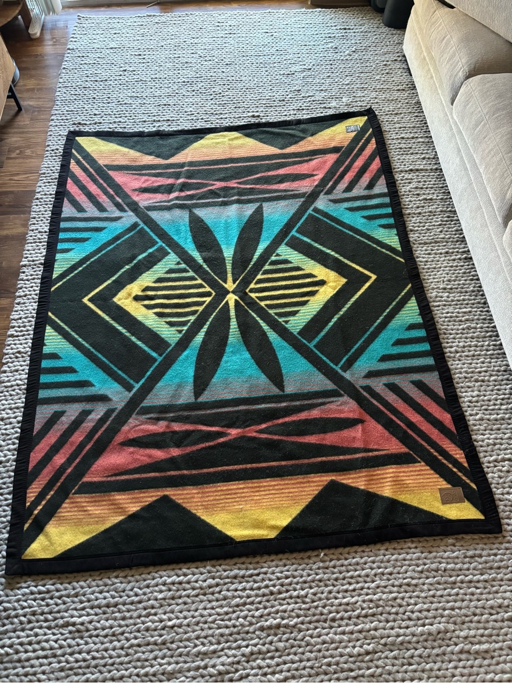 Multicolor Geometric Throw Blanket by
